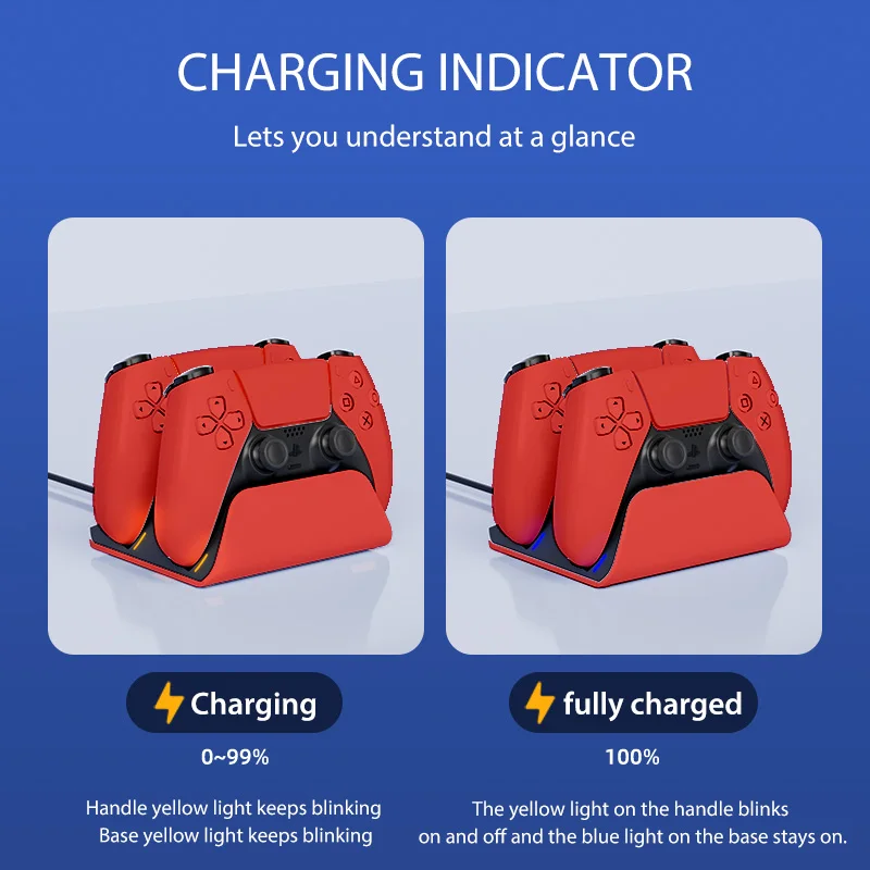 قاعدة شحن سريعة لوحدات تحكم PS5، محطة شاحن لوحة ألعاب لاسلكية مزدوجة، ملحقات حامل شحن PlayStation 5