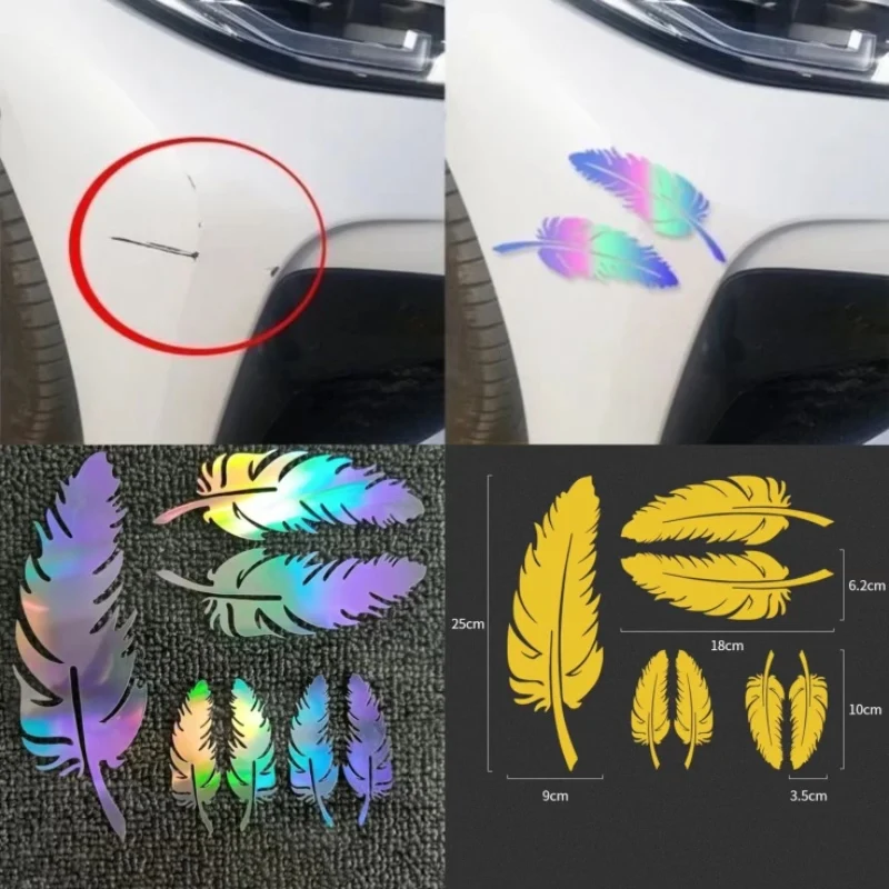

Scratch Cover Decorative Car Stickers,Reflective Vinyl Decals,Feather & Leaves Design,Creative Bumper Stickers,Auto Modification