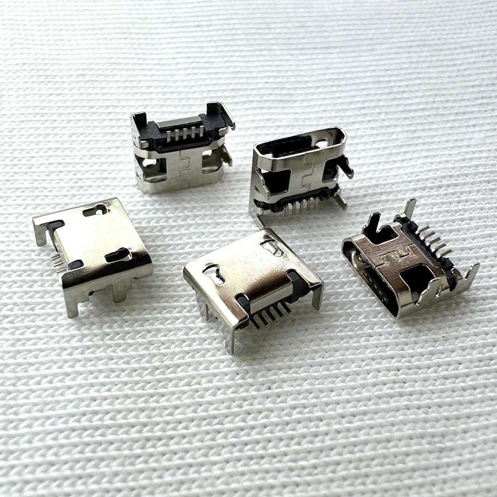 Micro USB 5-pin female socket 7.2 flat edged patch socket 4-pin plug-in board data charging interface with positioning column