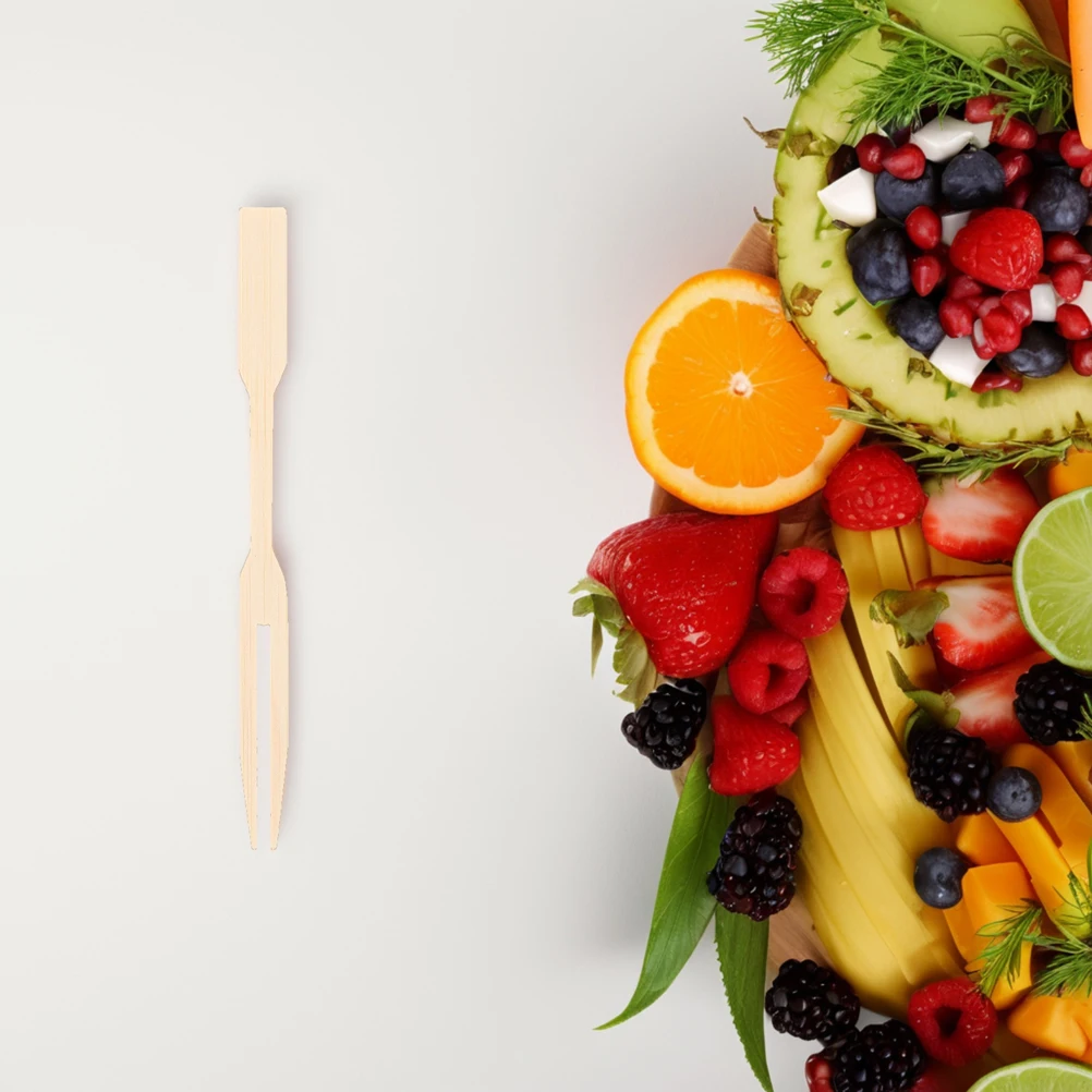 

200pcs Fruit Forks Dessert Mini Charcuterie Board Accessories Disposable Bamboo Picks For Cheese Sticks Food Party