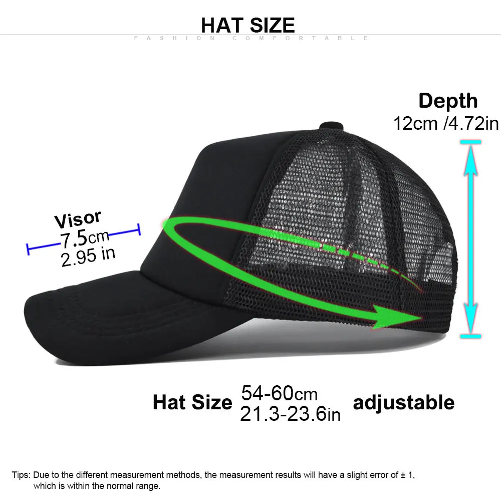 15 Colors Mesh Baseball Cap Adjustable Snapback Hats For Women Men Hip Hop Trucker Cap