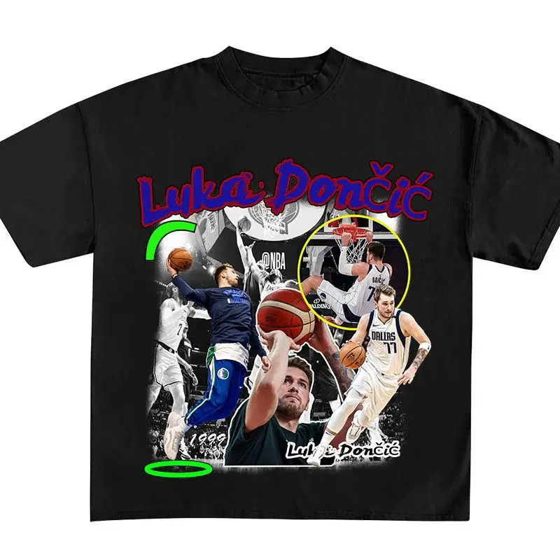 

Luca Doncic Basketball Short-sleeved No. 77 Sports Jersey Men's Women's Training Clothes Summer Large-size Cotton Loose T-shirt