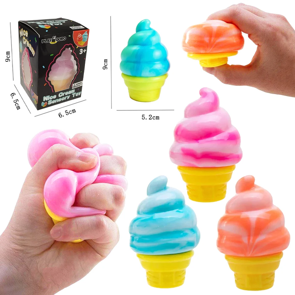 

Nice Cream Cone Surprise Stress Squeeze Toy Ice Cream Color Squishy Stress Relief Fidget Toys Children Surprise Relief Ball Gift