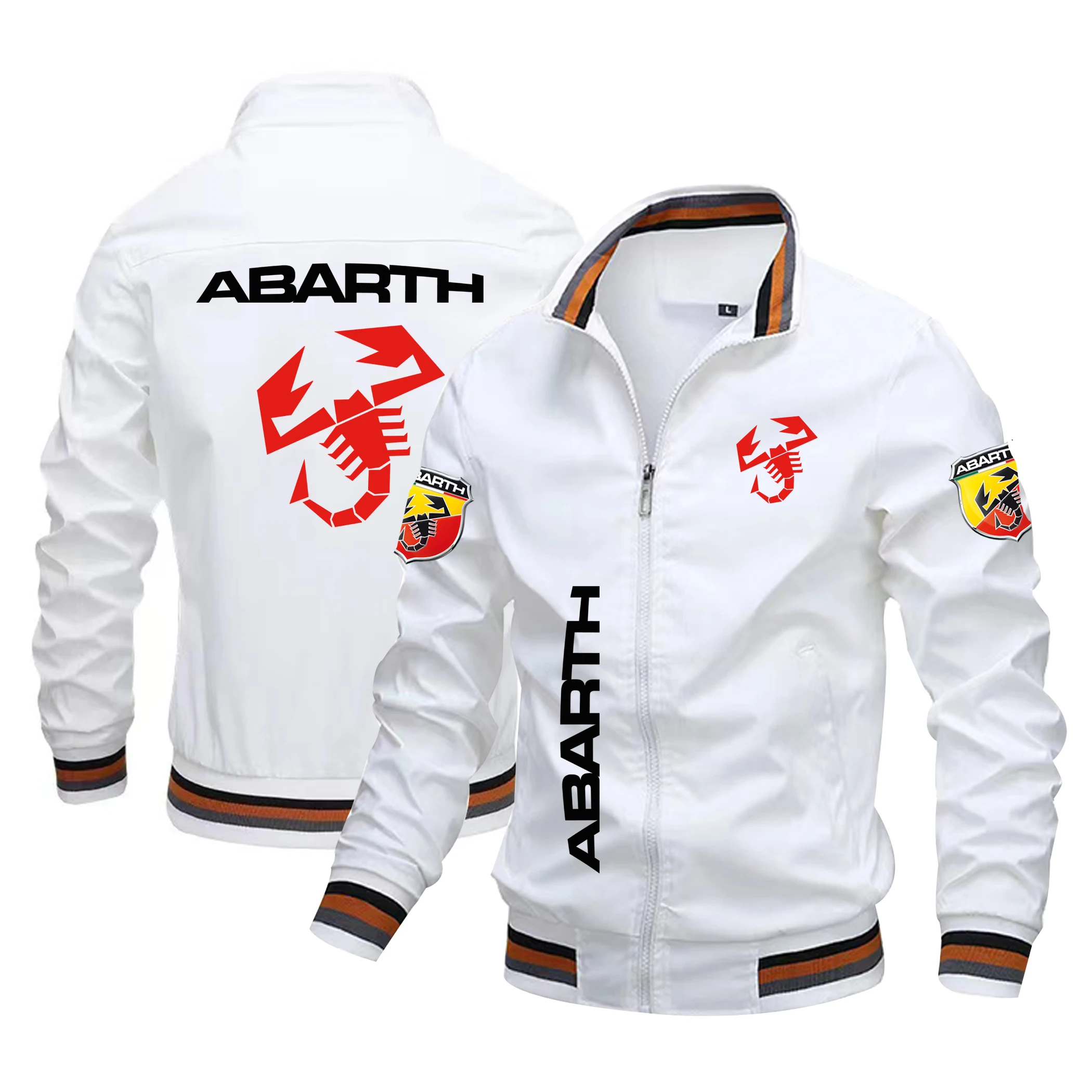 2024 New Men's Classic Racing Jacket ABARTH Logo Printed Jacket Zipper Round Neck Jacket Outdoor Bicycle Off Road Camping Jacket