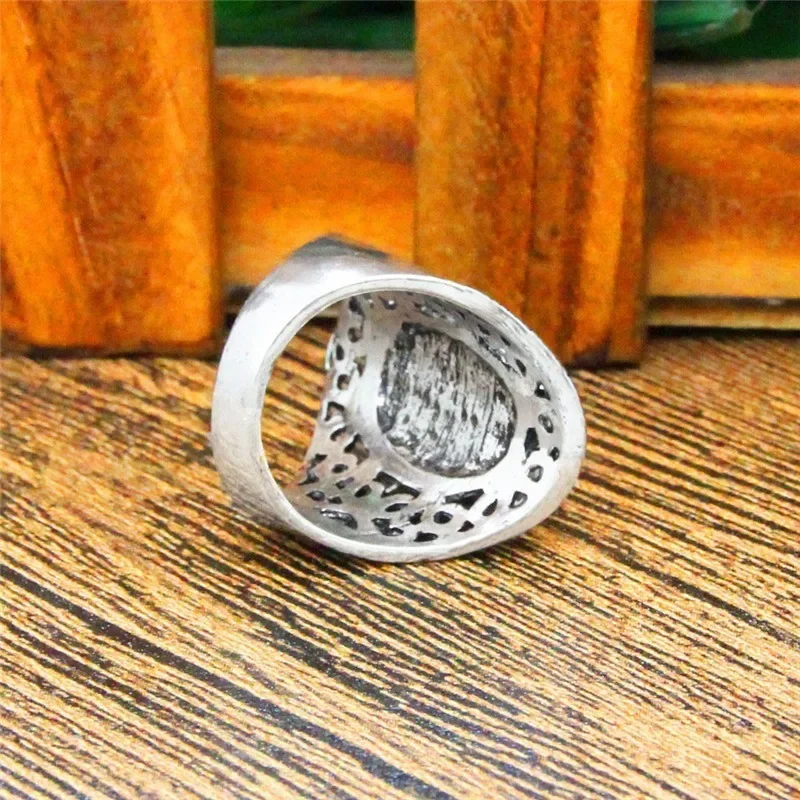 Oval Resin Simulated Ambers Rings For Women Flower Plant Antique Silver Plated Rings Fashion Jewelry TR681