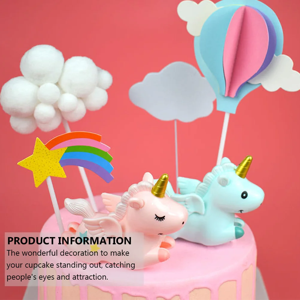 

2Pcs Unicorn Dessert Topper Lightweight Cake Ornament for Party Holiday Celebration Baking Decorations Cookies Ice