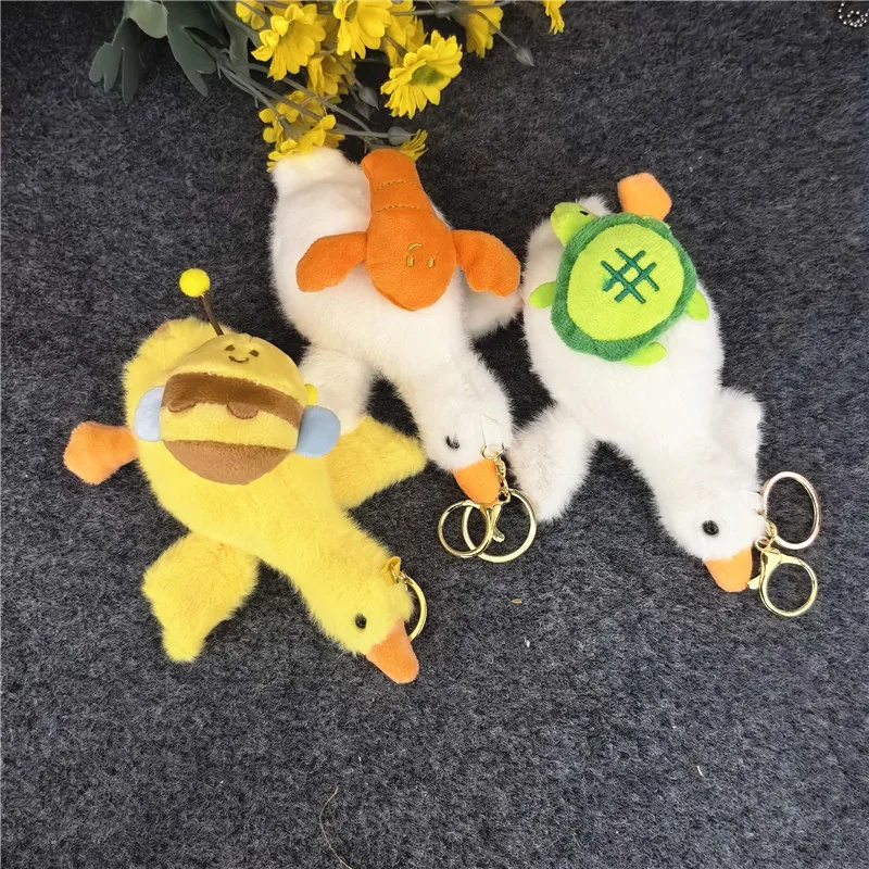 

17cm Viral Animal Stacking Plush: Swan Carrying Lobster Turtle Bee Backpack Clip, Cute Keychain plushie for Bag Charm Gift
