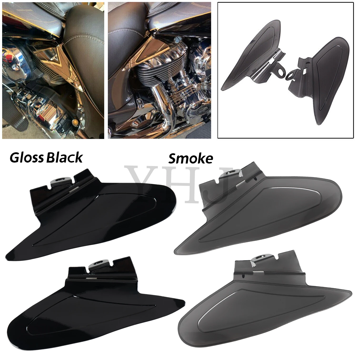 

For Indian Chieftain Roadmaster Chief Springfield 2014-2022 Motorcycle Accessories Saddle Shields Heat Deflectors Smoke/Black