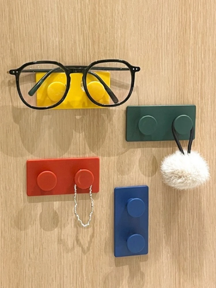 Crochets Lego Block Dopamine 4 pièces, organisateur d'entrée créatif pour chapeaux, sacs, clés et manteaux