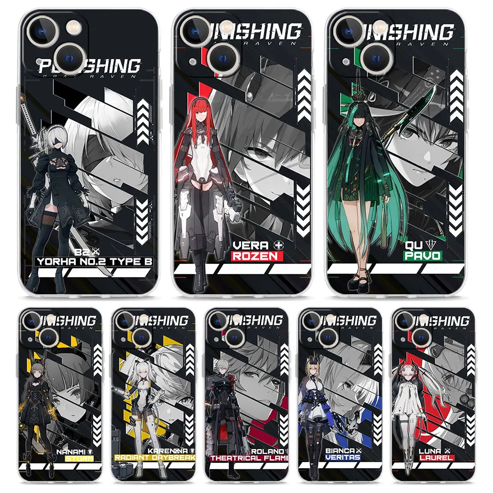 Luxury Case For iPhone 15 14 13 12 11 Pro Max X Xs XR 7 8 Plus Bumper Phone Cases Clear TPU Cover Punishing Gray Raven Anime