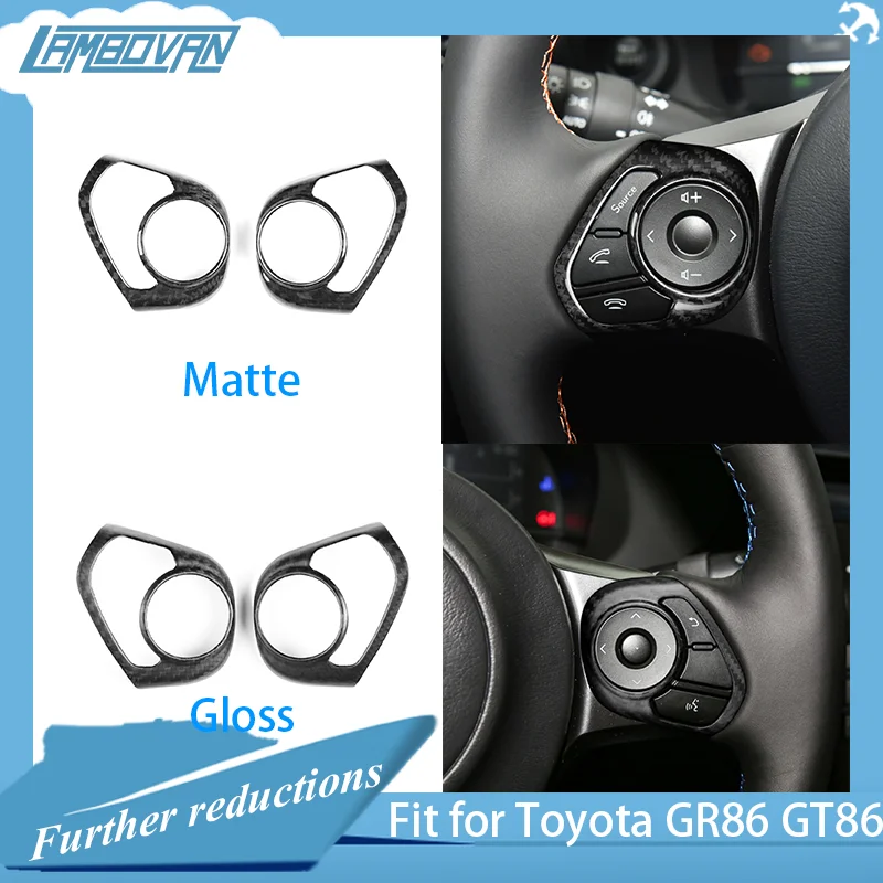 LHD RHD Real Carbon Fiber Interior Steering Wheel Switch Button Frame Trim Cover Sticker For Toyota GR86 Subaru BRZ 2022-2023