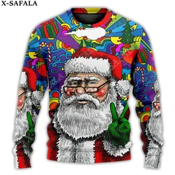 Santa/Mermaid Ugly Christmas Knit Sweaters Funny Halloween Christmas Gift Jumpers Tops Couple Holiday Party Unisex Casual-1