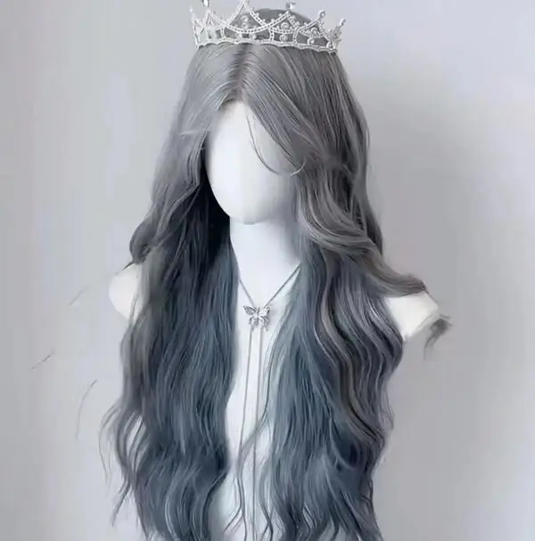 Blue Wig Princesses Long Body Wavy Glueless Wig for Women  Headband Wigs Natural Heat Resistant Drag Queen Hair