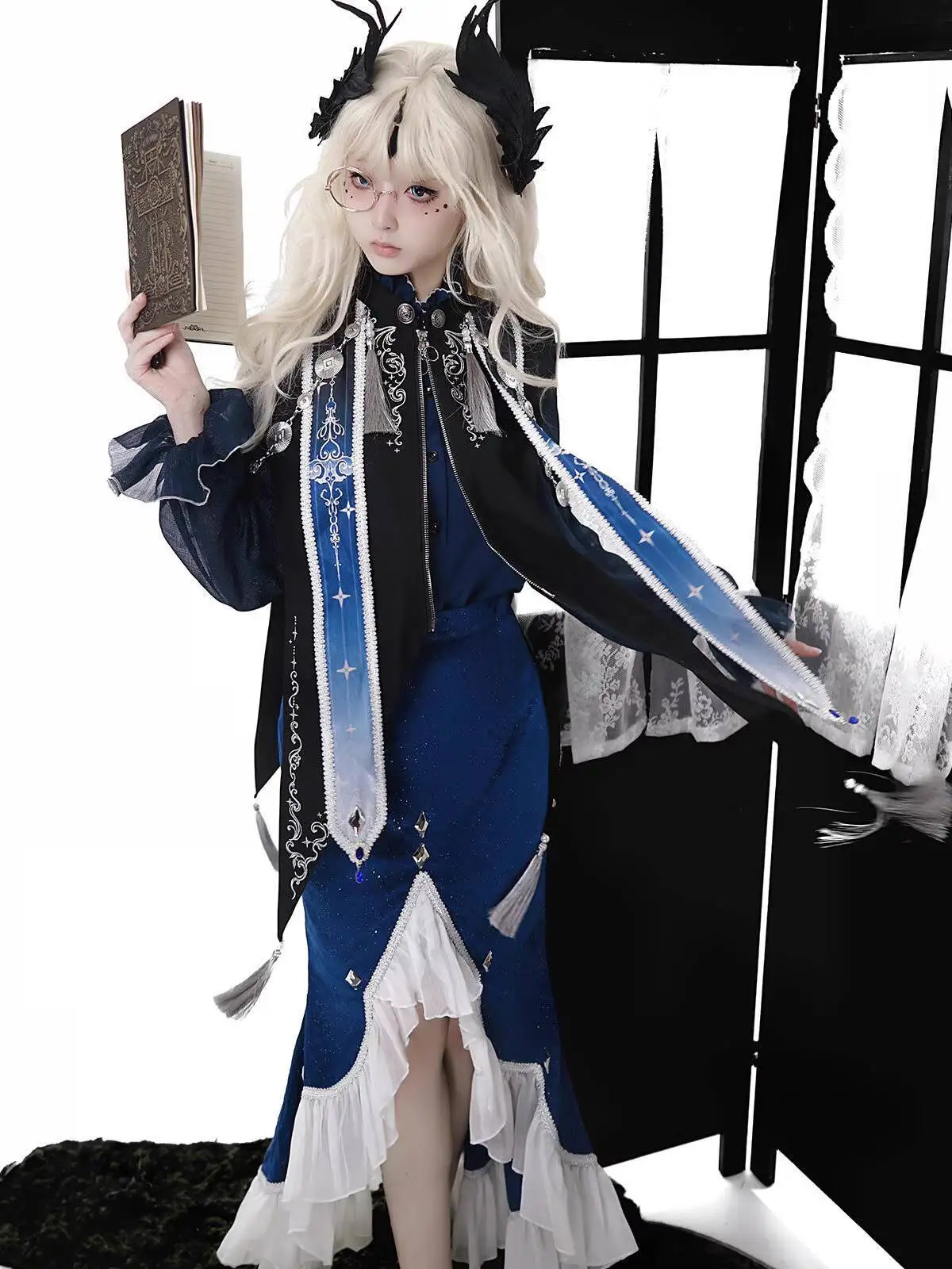 

New Chinese Style Lolita Astrology Royal Court Lolita Dark Mermaid Skirt Shawl Fiesta Carnival Halloween Cos Cosplay