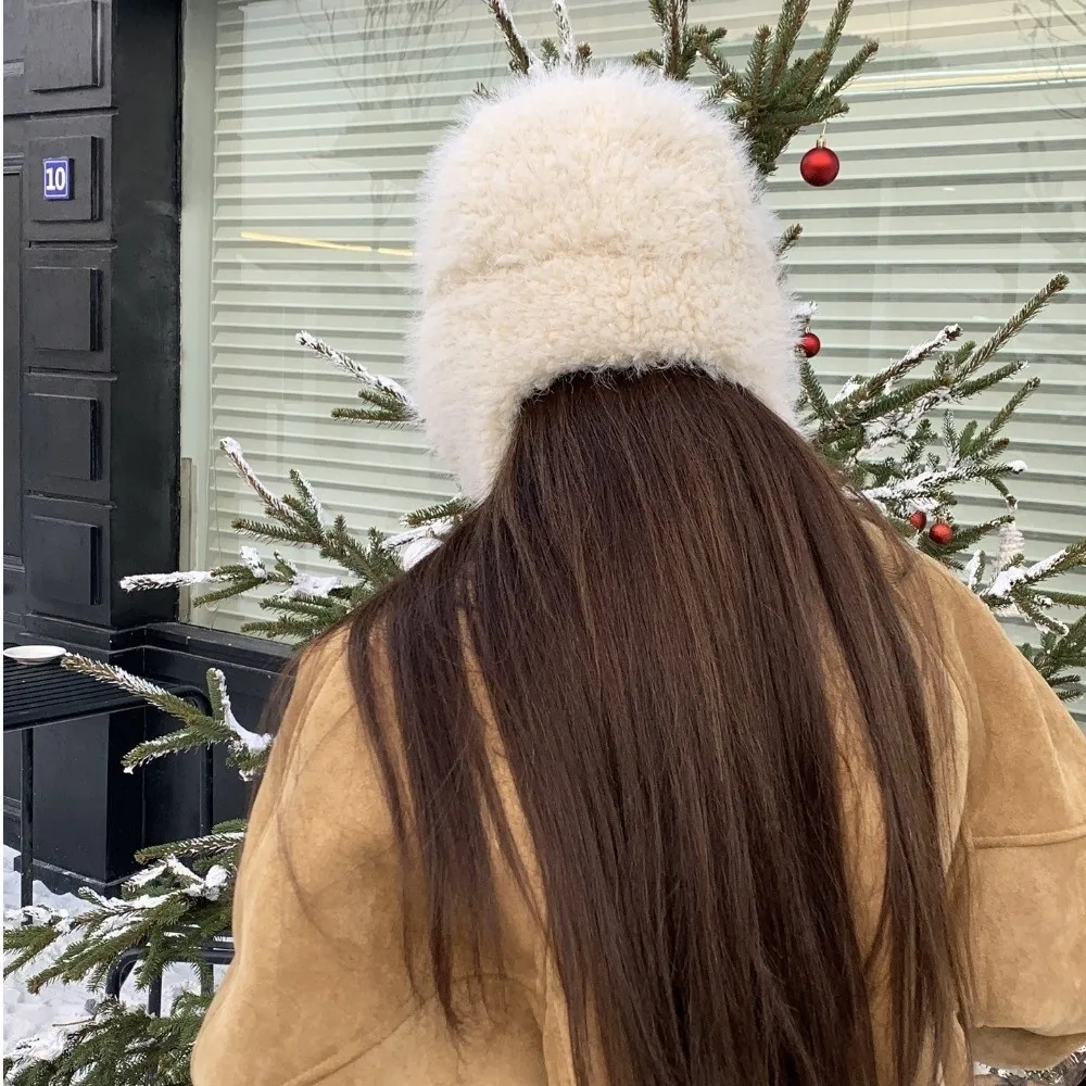 Fashion Bomber Hat Thickened Warm Lining Pilot Cap Windproof Ear Protector Hat for Women