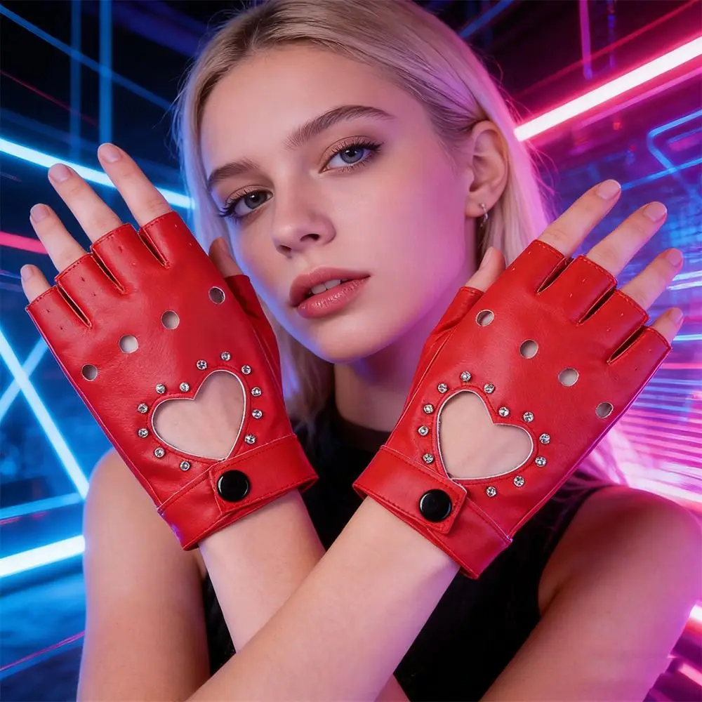 New Fashion PU Leather Fingerless Dance Glove Gothic lolita Jazz Style Driving Dress Dance Mittens