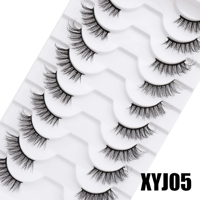 DINGSEN 10 Paar Natürliche Wimpern Halblange Katzenaugen-Wimpern 3D Kunstnerz Flauschige Wimpern Flügelige Falsche Wimpern – Detail 12