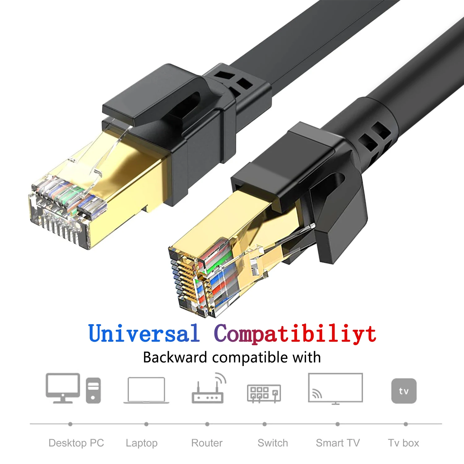 HENGSUR CAT8 Ethernet Cable 40Gbps 2000MHz RJ45 10M 20M 30M Network Internet Patch Cord for Modem Router Cable Ethernet CAT 8