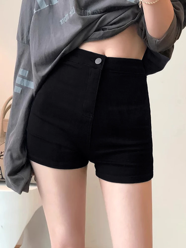 

Slimming Hot Short Shorts Casual High Waist Cotton Stretch Denim Thin Style for plus Size Women Black Wear Resistant All Seasons