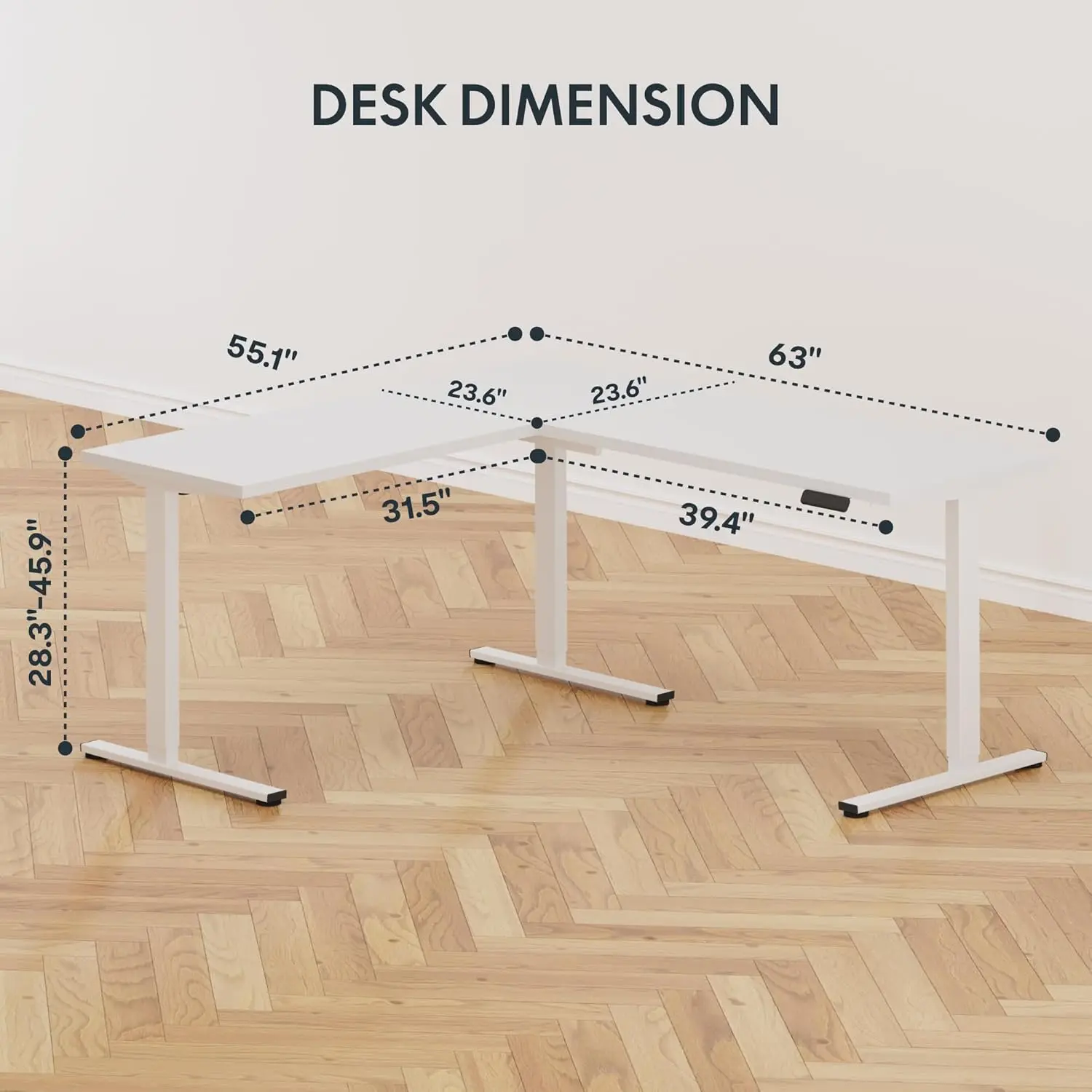

Shaped Standing Desk Adjustable Height, Electric Corner Standing Desk, 63 x 55 inch Sit Stand Computer Table with Splice Board