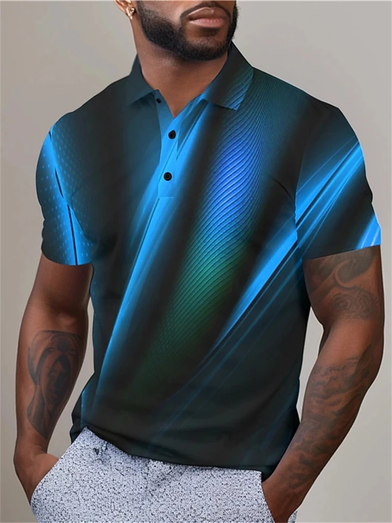 New Summer Men\'s Collar Polo Shirt Golf Optical Illusion 3d Printed Street Short Sleeve Print Clothing Designer Breathable Shirt