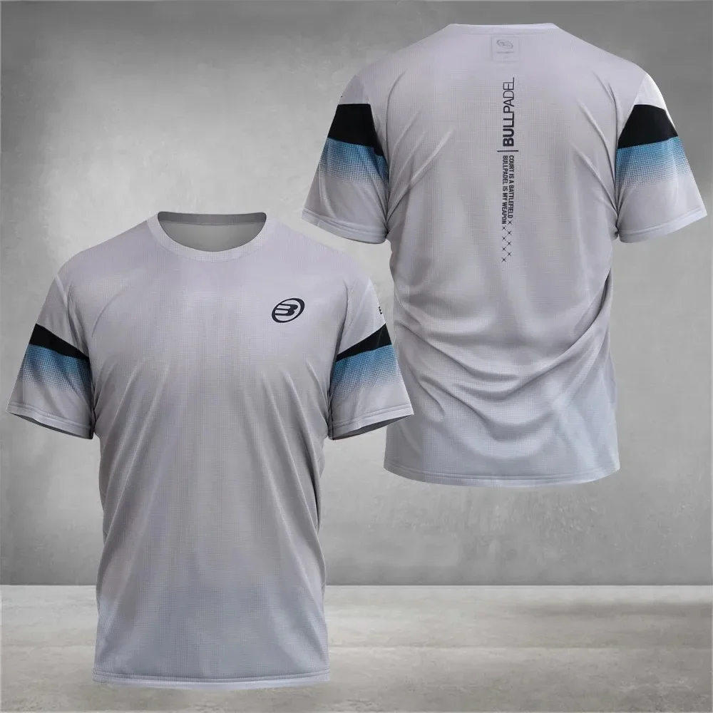 de manga corta con estampado de elemento Padel para hombre, ropa transpirable de tenis de secado , camiseta de Fitness