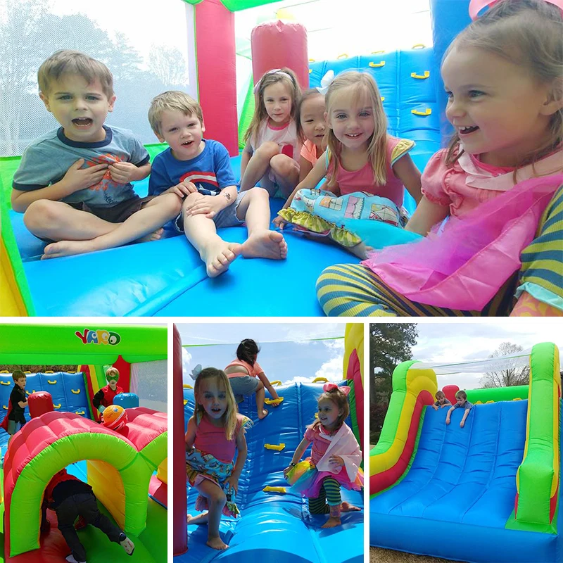 Castillo de salto inflable gigante de 6,5x3x2,5 m, casa de rebote grande con tobogán grande, tobogán inflable para obstáculos