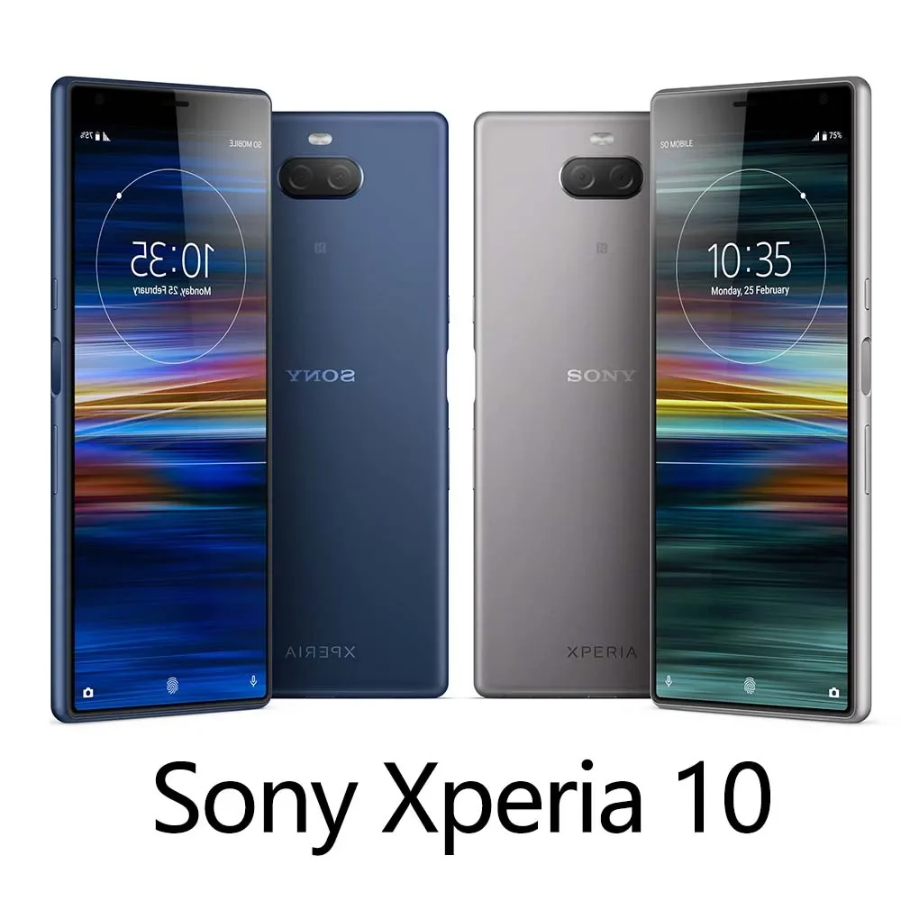 هاتف Sony Xperia 10 I3113 i4113 Origina Android المحمول 4G LTE 6.0 بوصة ثماني النواة 3GB + 64GB 13MP & 5MP كاميرات بصمة الهاتف الذكي