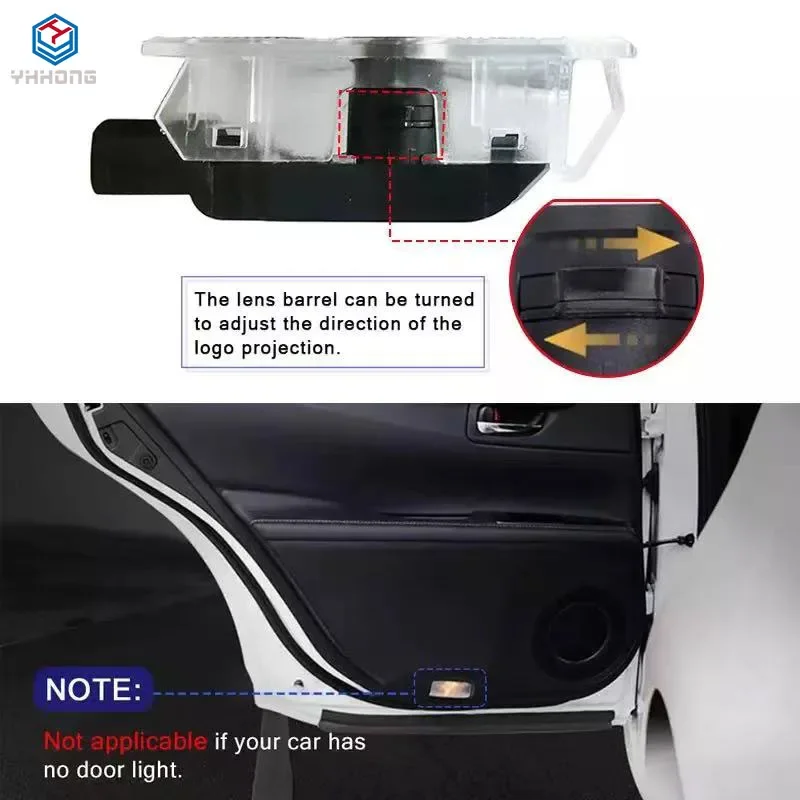 2pcs Car Door Welcome Light 3D Shadow Projector Car Door Warning Lamp For Maserati Quattroporte GranTurismo GranCabrio Levante