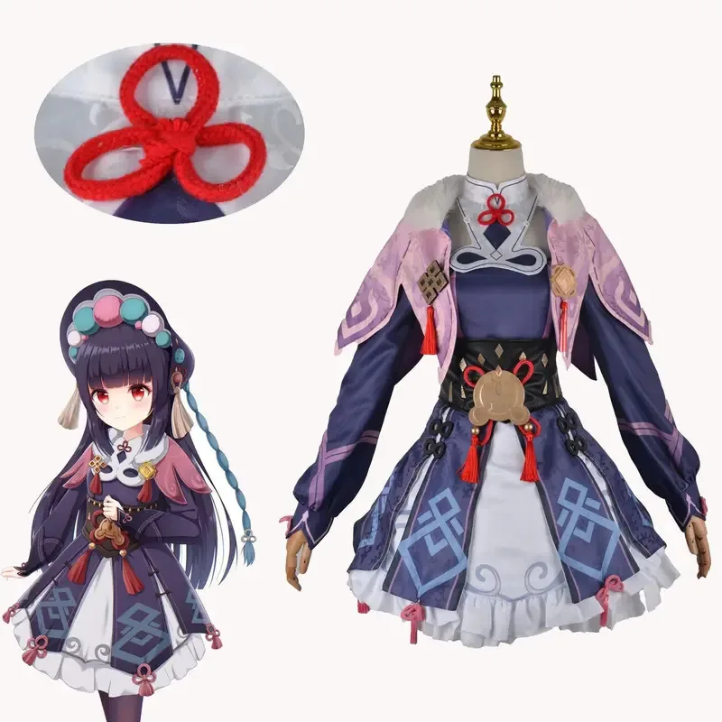 Аниме Genshin Impact Yun Jin Косплей Костюм Полный комплект Косплей Униформа Платье Лолиты со шляпой Парик Аксессуары для Хэллоуина Костюмы