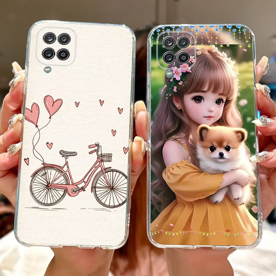 For Cover Samsung Galaxy A12 Phone Case M12 F12 Case Fashion Butterfly Clear Silicone Funda For Samsung A12 M12 F12 A125F Bumper