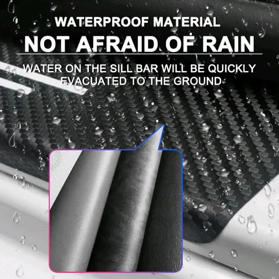 4pcs Universal Car Door Anti Scratch Protector Sticker Carbon Fiber Car Door Sill Protection Strip Decorative Auto Accessories