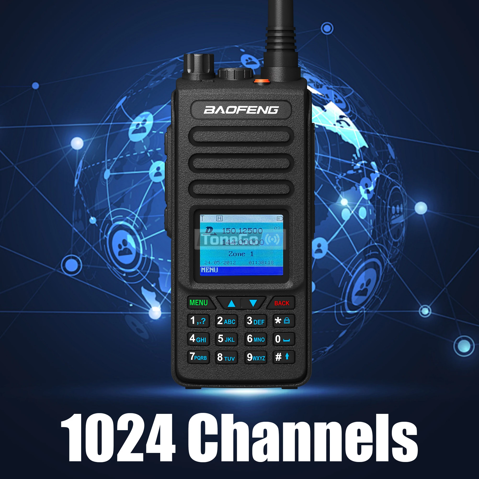 DM-1702 Baofeng DMR Walkie Talkie AES256 Encryption GPS(Option) Dual Mode Analog Tier1 & 2 UHF VHF 1024CH SMS Ham Two Way Radio