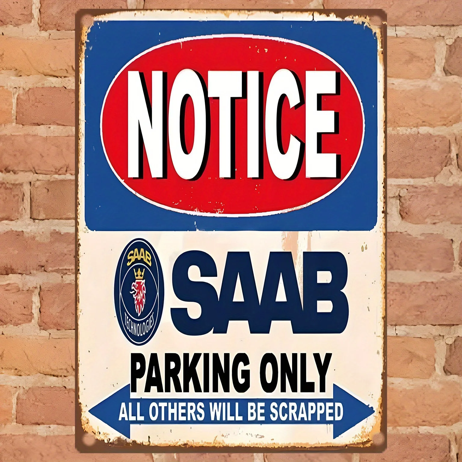 Retro for SAAB Parking Lot Metal Wall Hanging -  Vintage Tin Sign with 