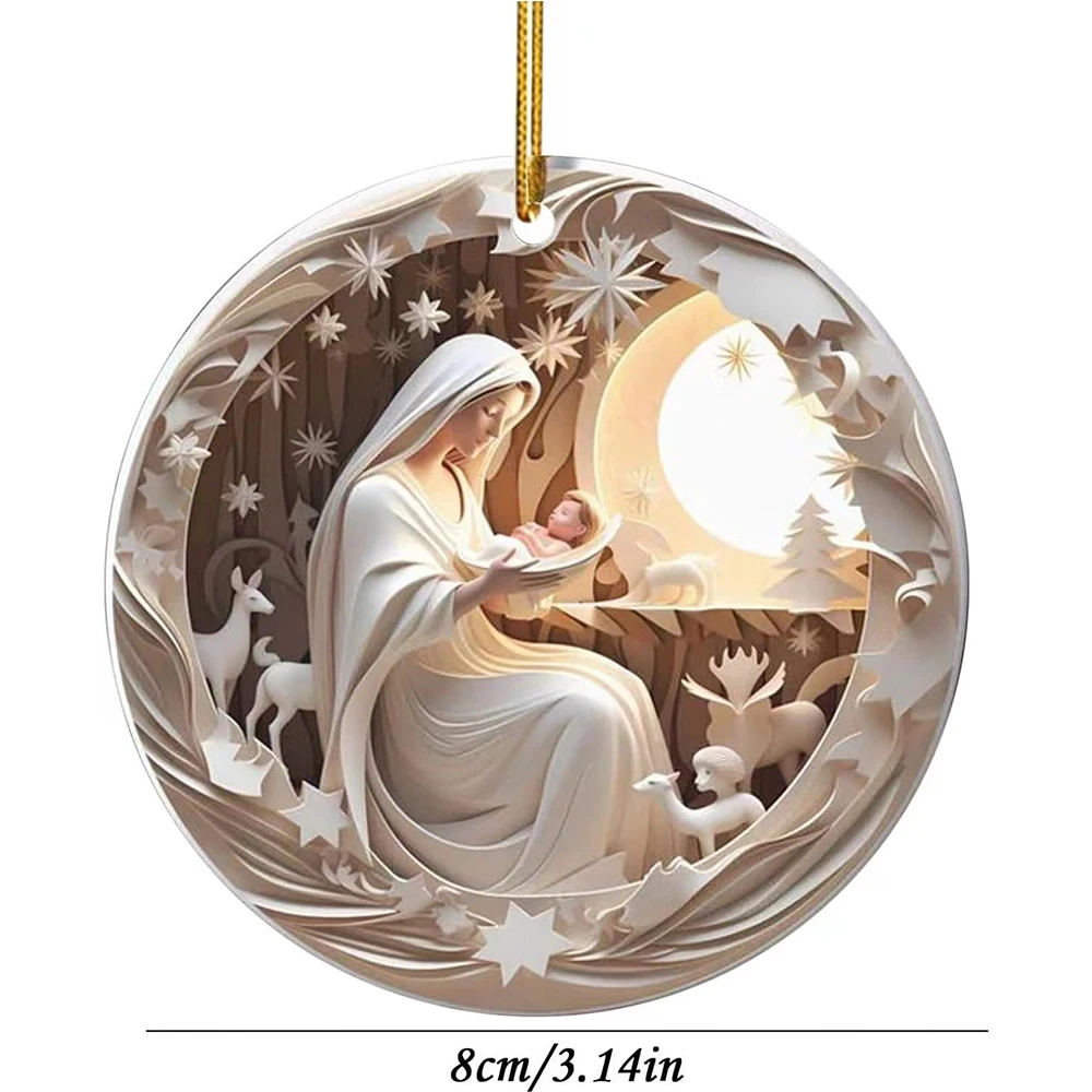 3D Easter Nativity Keepsake Christmas Ornament Acrylic Car Pendant Prayer Pendant Jesus Christ Religious Hanging Tree Decoration