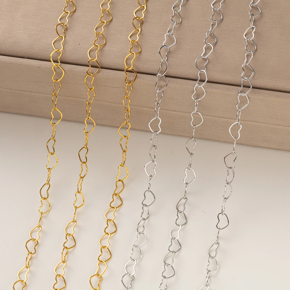 1 Meter Edelstahl-Hohlherz-Verbindungskette für DIY-Halsketten, Armbänder, Kleidung, Schmuckherstellung, Zubehör – Detail 4