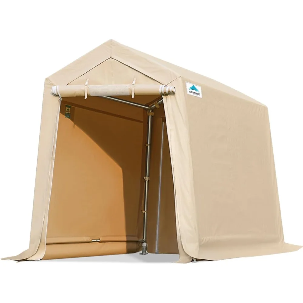 6X8 ft Outdoor Portable Storage Shelter Shed with 2 Rolled up Zipper Doors & Vents Carports for Motorcycle Waterproof