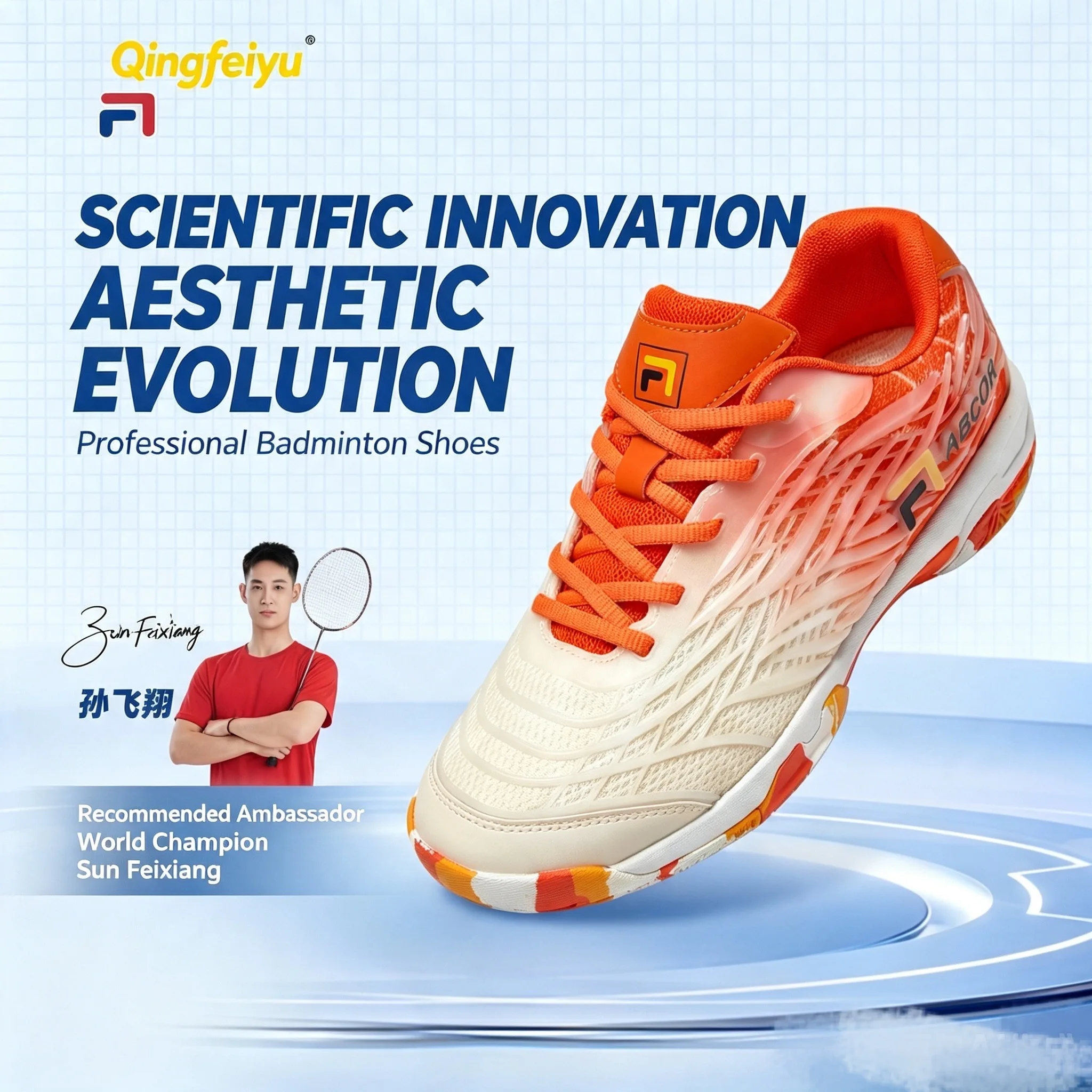 Qingfeiyu Professional Badminton Shoes, Breathable Mesh, Shock Absorption, Anti-slip Indoor Competition Training Sneakers