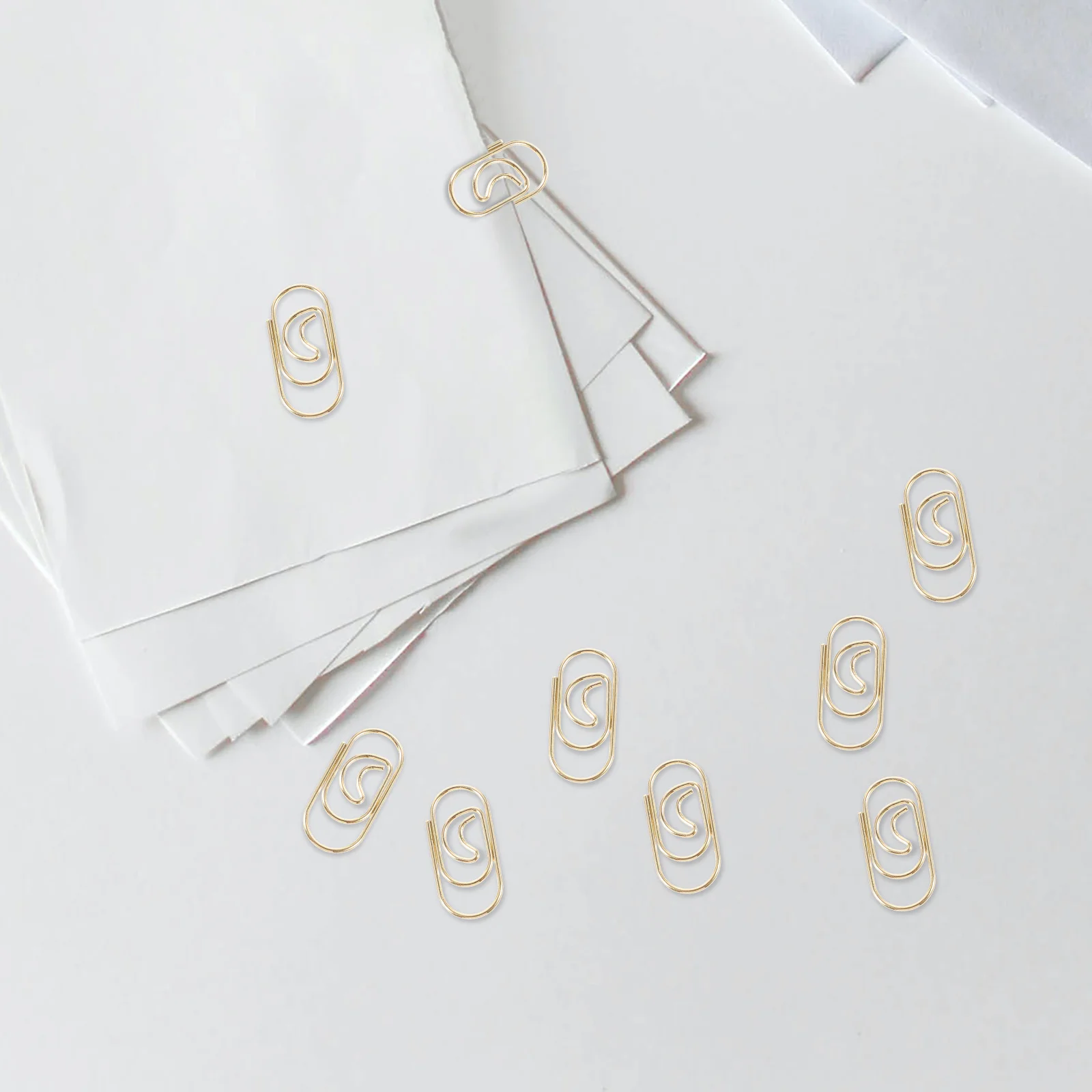 100 Pcs Photo Paper Cute Heart-shaped Bookmarks Clips Multi-use Paperclips Accessories Golden Student
