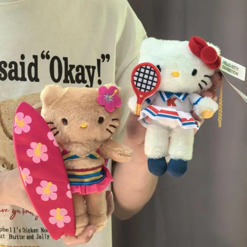 Hello Kitty Long Leg Plush Toy Keychain Black Skin Sanrio Kt Cat Soft Stuffed Doll Pendant Car Key Ring Backpack Bag Decor Kid G