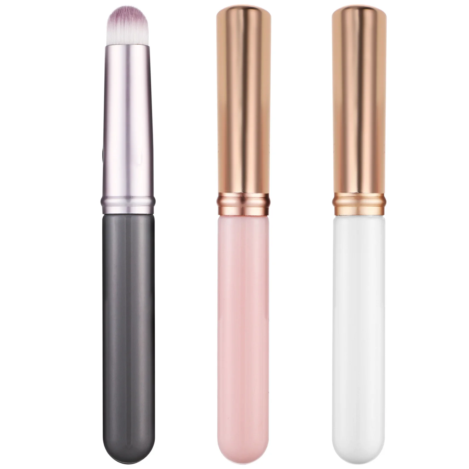 Pinceaux anti-cernes en Fibers synthétiques douces, capuchon Portable, applicateur de maquillage, brosse pour les lèvres et les yeux, outils de mélange de correcteurs pour le visage, 3 pièces