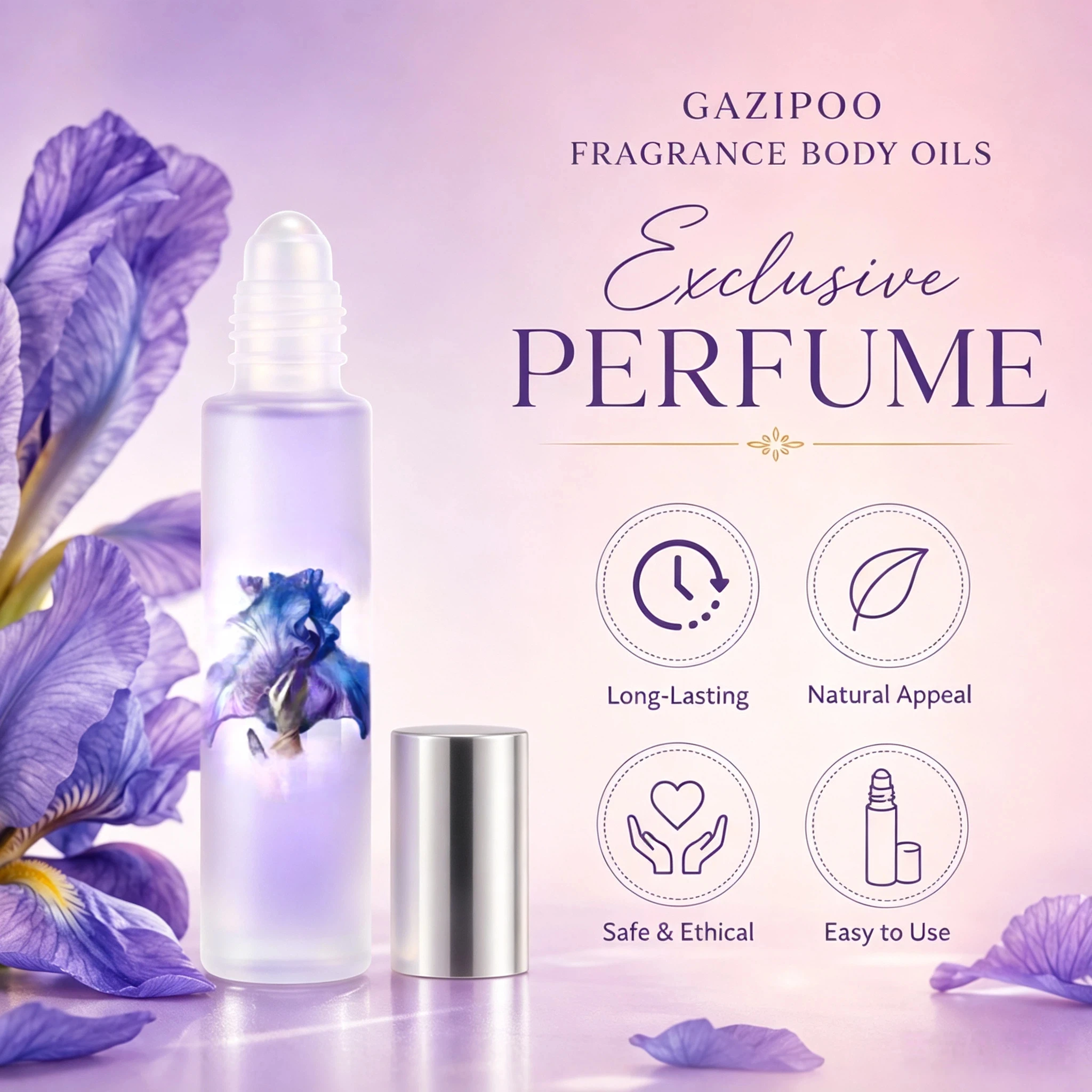 10ml Romantic Iris Pheromone Oil - Soft Floral Subtle Perfume Oil, Original Eau de Toilette Traveling or Dating Bathroom Use