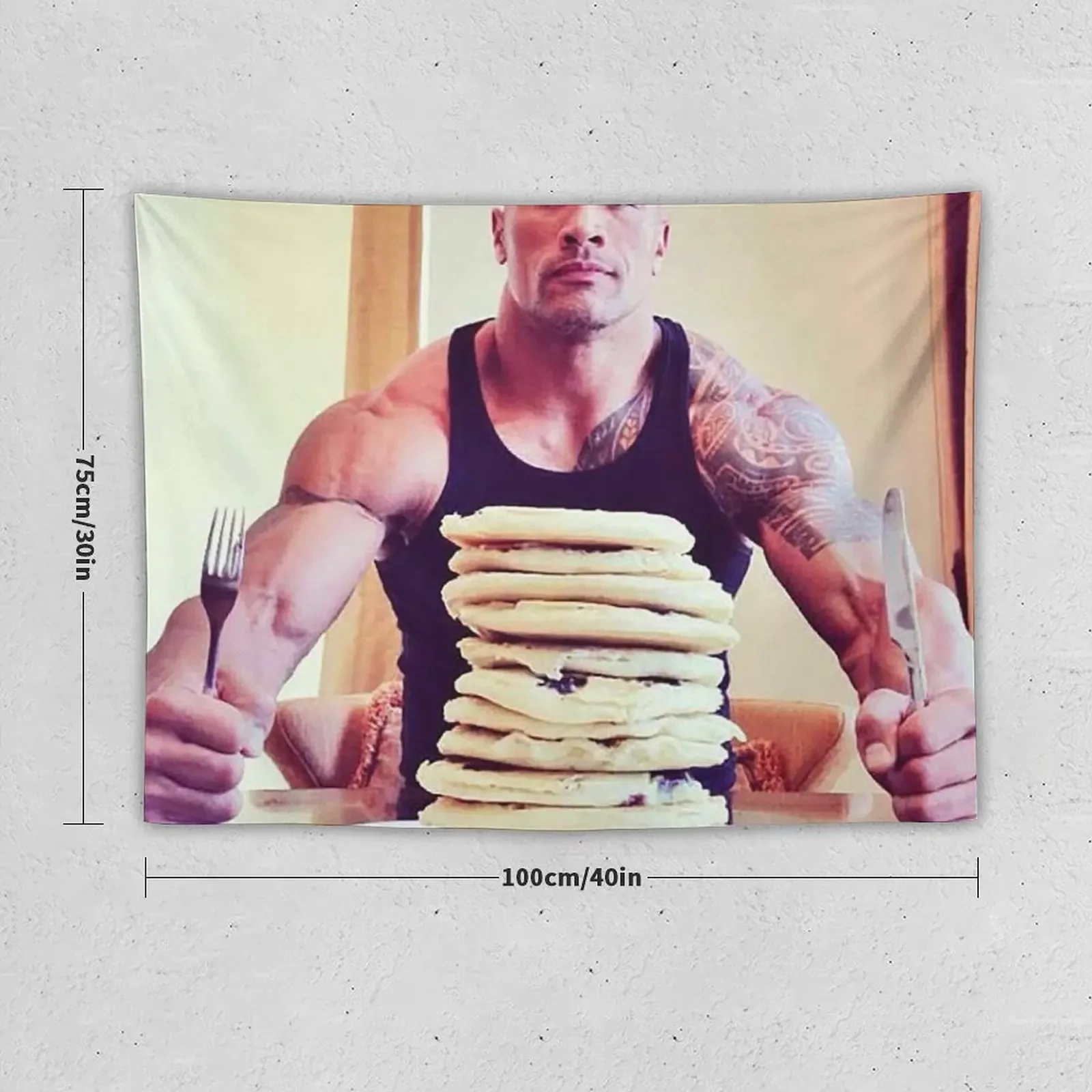 Dwayne The Rock Johnson Eating Blueberry Pancakes Tapestry Decorative Paintings Wall Carpet Tapestry