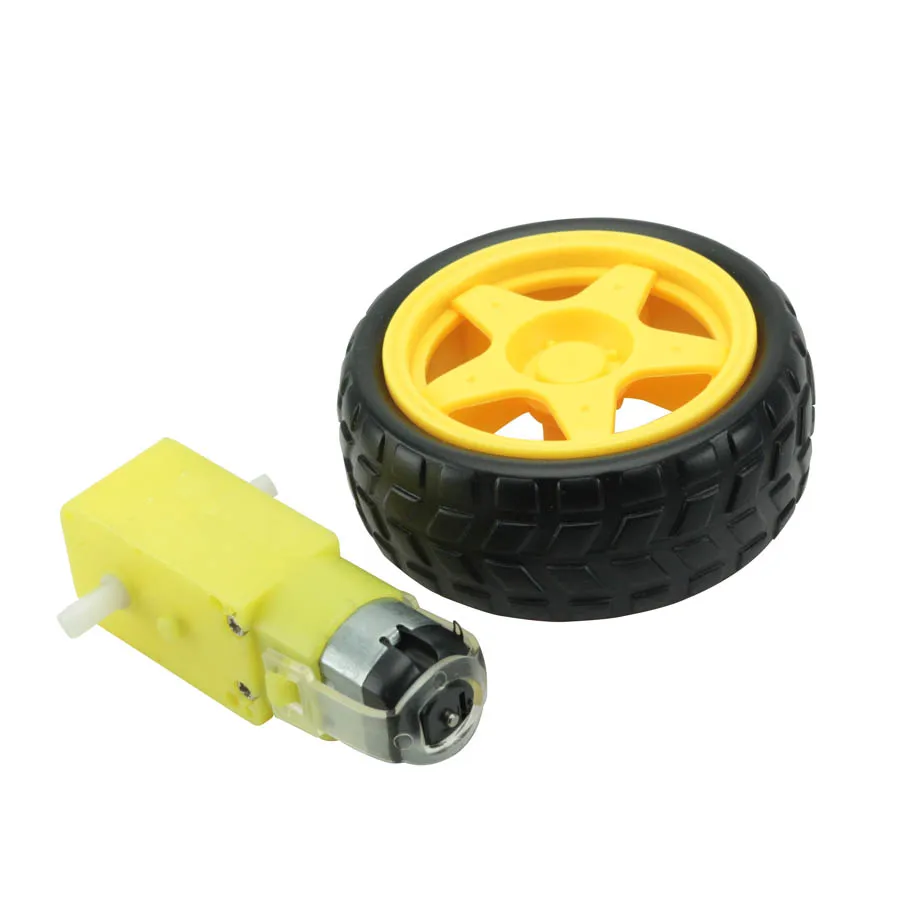 Dc Motor 3-6v With Double Axle Reduction Box + Wheel 68mm