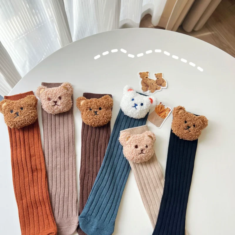 Baby Socks New Kids Toddler Boys Knee High Long Soft Cotton Cute Bear Children Socks Baby Girl Socks 0 To 3 Years Winter Clothes