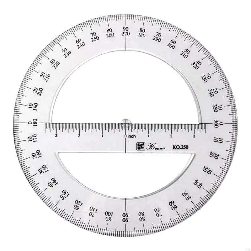 Transportador circular D57D 25cm, herramienta medición 360 ​​grados, regla transportadora redonda, plantilla circular