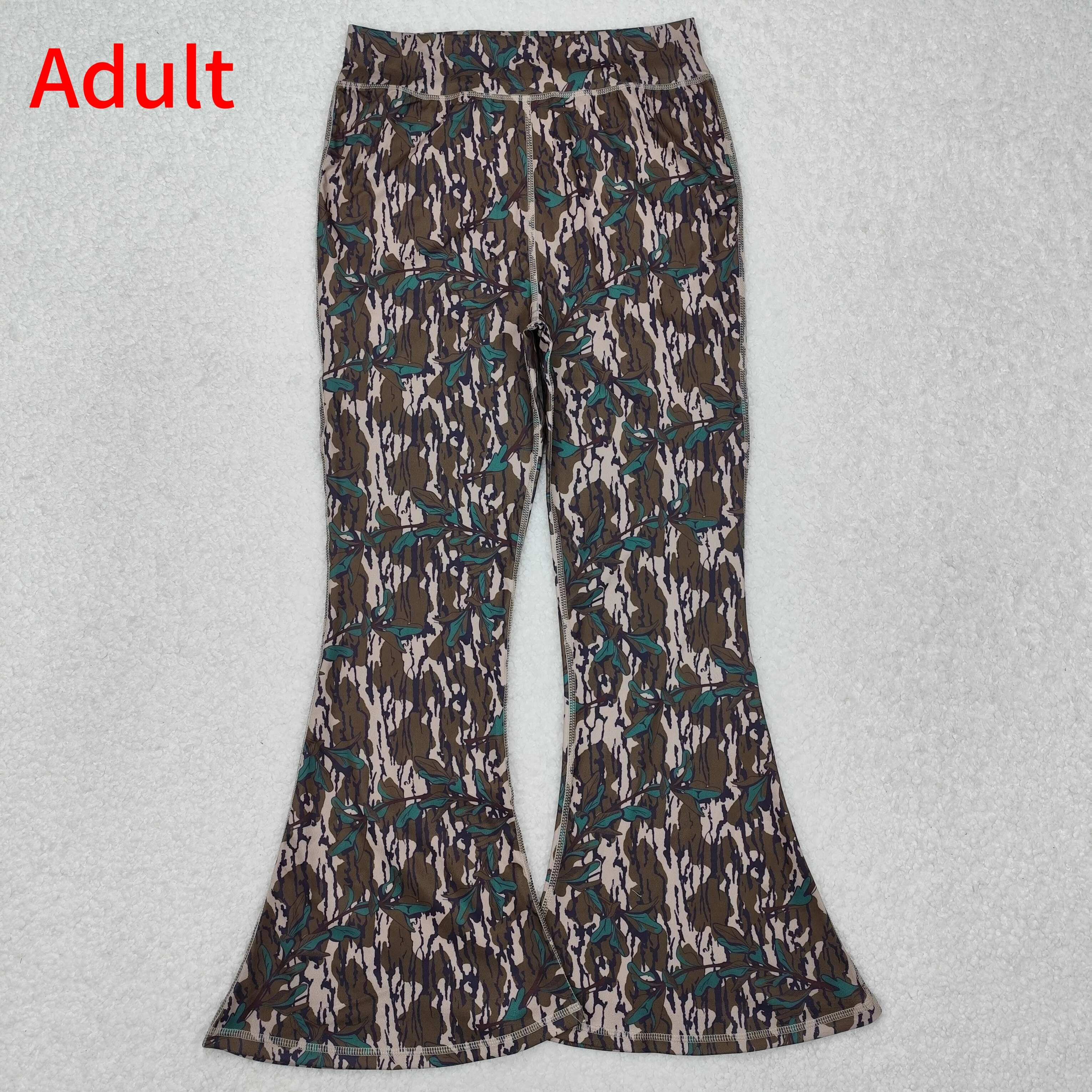 

Winter Fashion Adult Women Bottomland Camo Tree Bottom Bell Pants Wholesale Boutique Adult Long Sleeve Pants