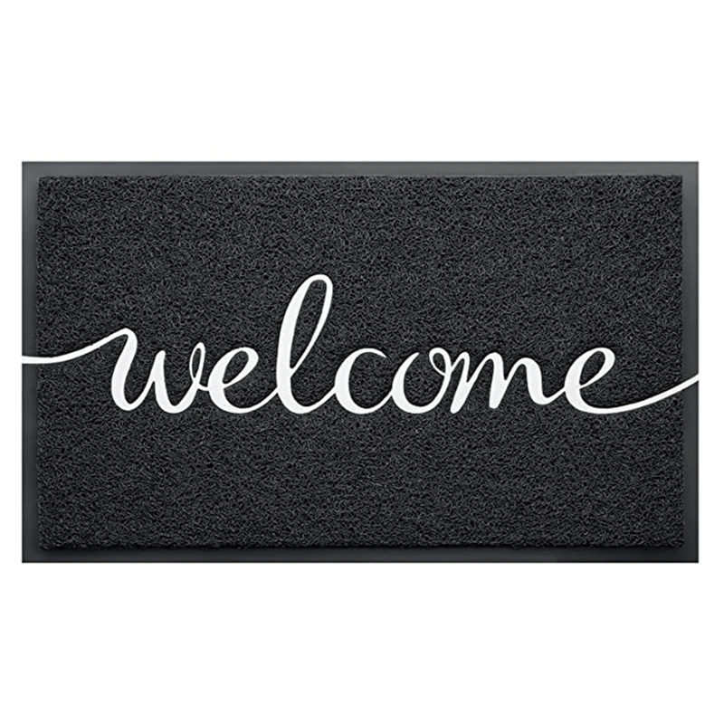 

Hot SV-Black Door Mat Durable Welcome Mats Outdoor Indoor Non-Slip Doormat For Entryway Low-Profile Floor Mat For Yard