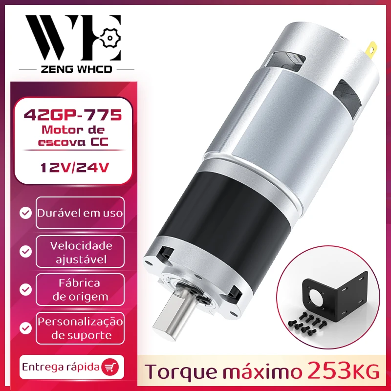 Motor de baixa velocidade dc de engrenagem planetária 12v24v dc 775 longa vida ultra-alto torque para frente e para trás 42mm motor de engrenagem escovado planetário