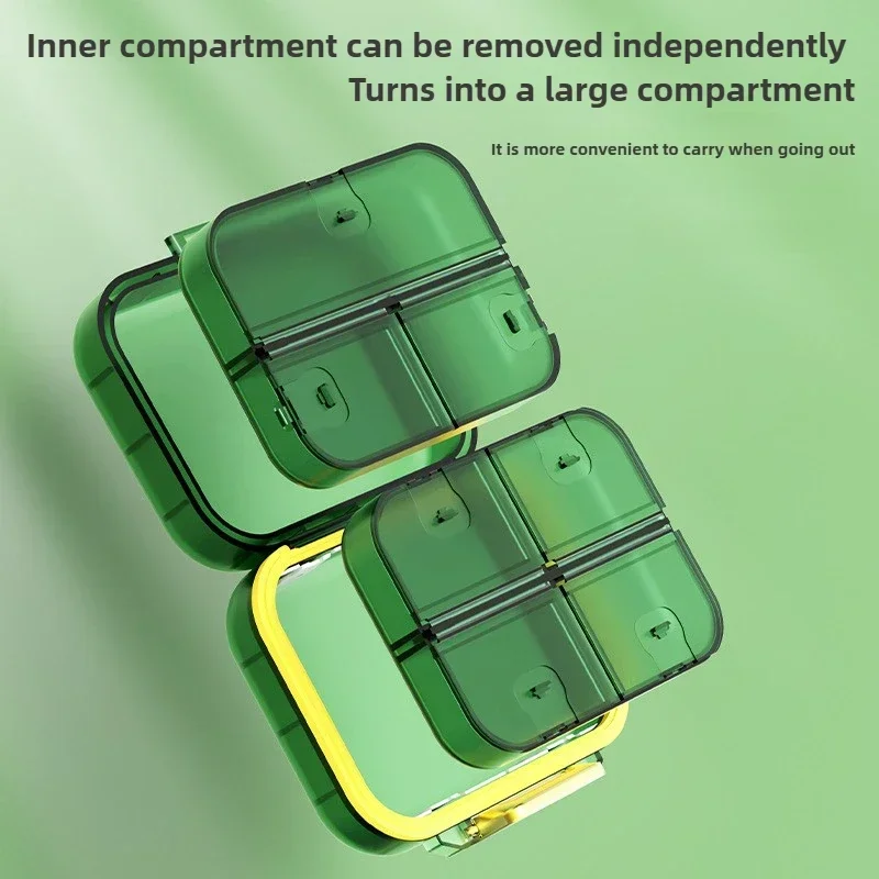 7 شبكات صندوق حبوب منظم دواء مزدوج الطبقات في الهواء الطلق المنزل علبة حبوب منع الحمل المحمولة البلاستيك الصغير تخزين حبوب منع الحمل حامل فيتامين